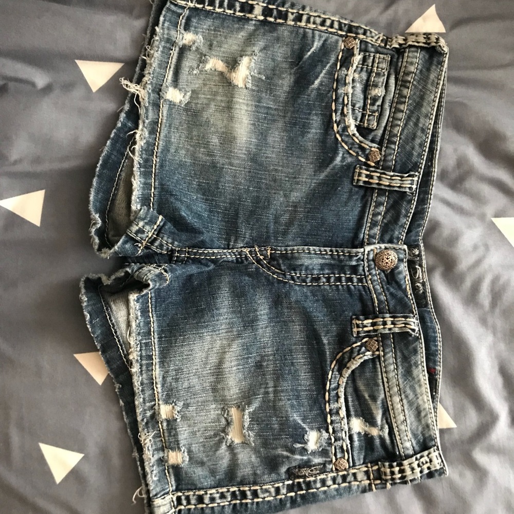 Silver jean shorts